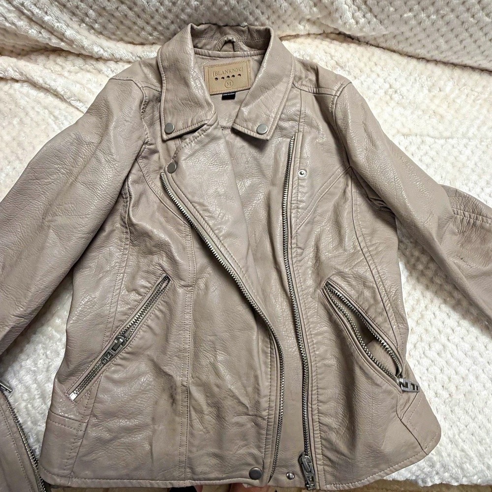 BLANKNYC Women's Gray Moto Jacket Collared Zip Pockets Size M